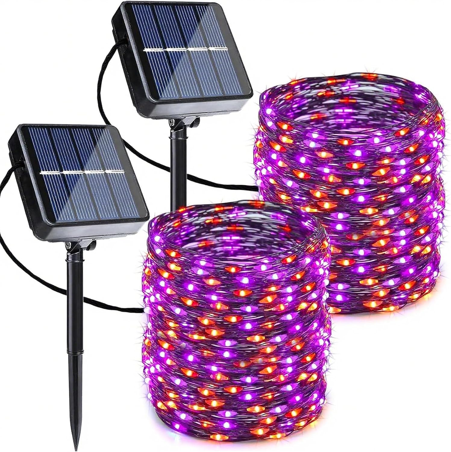 Orange & Purple Halloween Solar String Lights