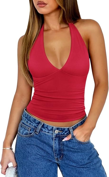 Backless Halter Tank Top