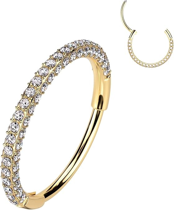 Triple Sided Gem Nose Hoop Ring