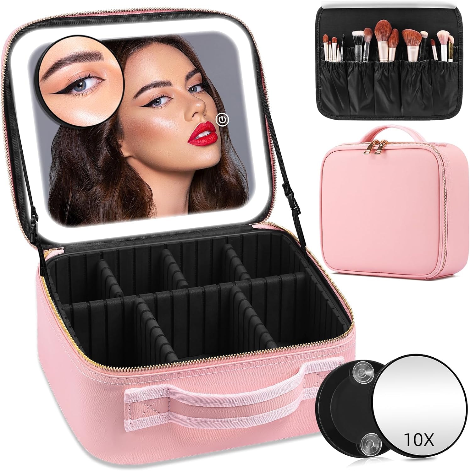 Travel Makeup Case with Mirror and Lights